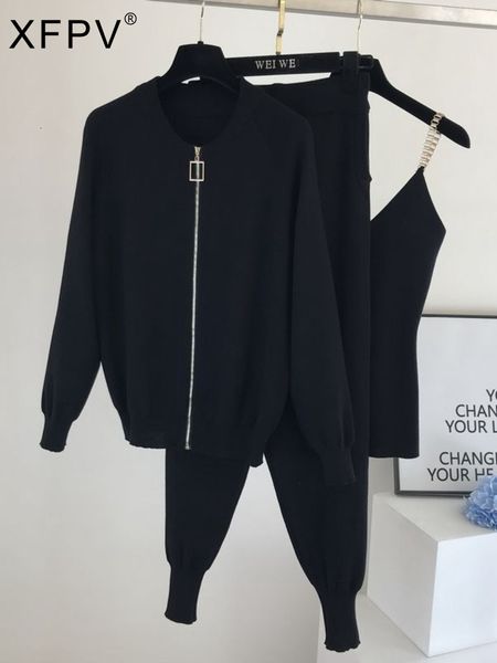 women's two piece pants xfpv autumn knitted sweater suit casual temperament chain vest knitted jacket elastic pants three-piece sets sm, White
women's two piece pants xfpv autumn knitted sweater suit casual temperament chain vest knitted jacket elastic pants three-piece sets sm, White