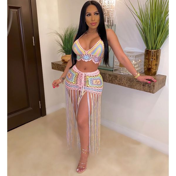 two piece dress crochet tassel skirt set beach suit summer outfit womens 2 matching sets 230208, White
two piece dress crochet tassel skirt set beach suit summer outfit womens 2 matching sets 230208, White