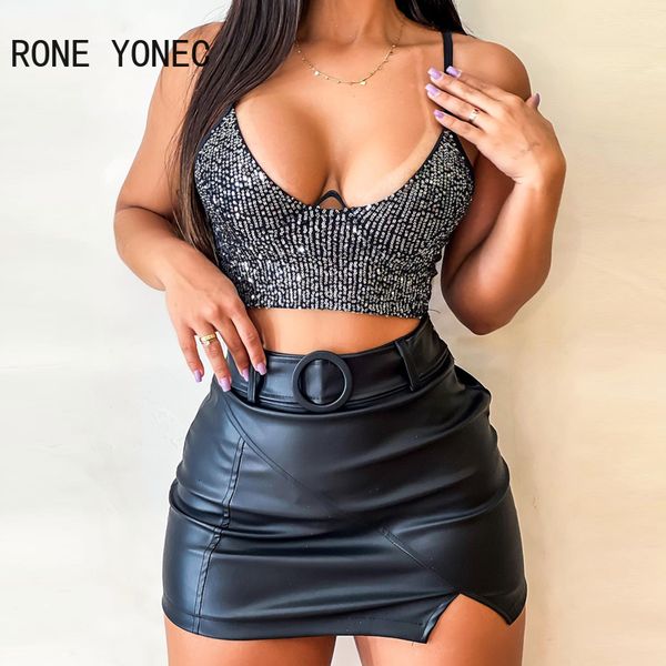 two piece dress women chic sequins cami sleeveless pu leather bottom with belt summer bodycon mini skirt sets 230209, White
two piece dress women chic sequins cami sleeveless pu leather bottom with belt summer bodycon mini skirt sets 230209, White