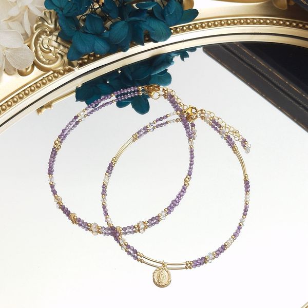 anklets lii ji natural amethyst 2mm crystal beaded anklet 243cm handmade bohe fashion jewelry for female 230209, Red;blue
anklets lii ji natural amethyst 2mm crystal beaded anklet 243cm handmade bohe fashion jewelry for female 230209, Red;blue