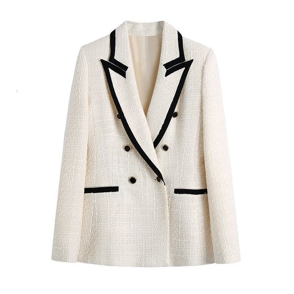 women's suits blazers outerwear chic veste femme women fashion with contrast piping tweed blazer coat vintage long sleeve pockets femal, White;black
women's suits blazers outerwear chic veste femme women fashion with contrast piping tweed blazer coat vintage long sleeve pockets femal, White;black