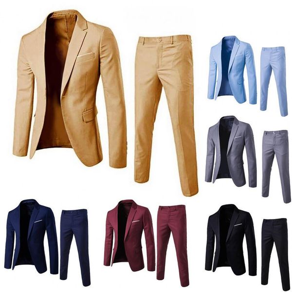men's suits blazers 1 set men blazer pants solid color long sleeve slim fit turndown collar temperament one button pockets suit set men, White;black
men's suits blazers 1 set men blazer pants solid color long sleeve slim fit turndown collar temperament one button pockets suit set men, White;black