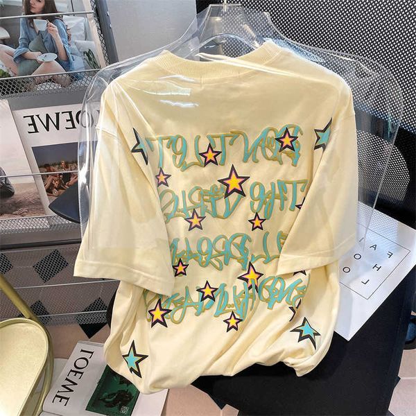 women's t-shirt star letter print short sleeve t-shirt loose little blouse apricot kawaii japanese for y2302, White
women's t-shirt star letter print short sleeve t-shirt loose little blouse apricot kawaii japanese for y2302, White