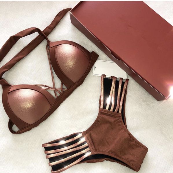 women's swimwear gold shiny halter bikini set solid swimsuit summer beach padded bandeau biquini 230208, White;black
women's swimwear gold shiny halter bikini set solid swimsuit summer beach padded bandeau biquini 230208, White;black