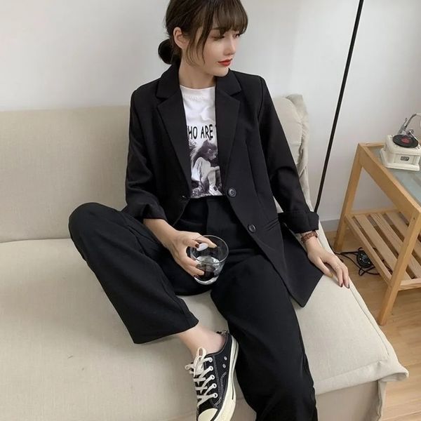 womens two piece pants spring autumn black blazers suits sets coat and ladies professional 230209, White
womens two piece pants spring autumn black blazers suits sets coat and ladies professional 230209, White