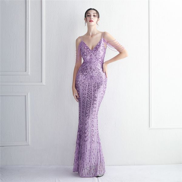 party dresses yidingz lavender sequin strap beading maxi v neck evening long prom 230208, White;black
party dresses yidingz lavender sequin strap beading maxi v neck evening long prom 230208, White;black