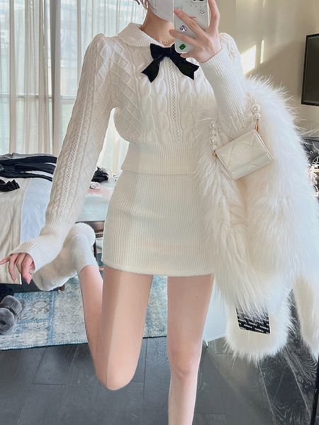 two piece dress winter kawaii knitted set women casual bow elegant mini skirt suit female korean fashion warm sweater 230209, White
two piece dress winter kawaii knitted set women casual bow elegant mini skirt suit female korean fashion warm sweater 230209, White