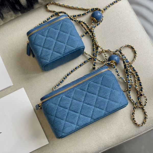 womens designer denim comestic case box bags vanity lipstick coin purse with crush pearl ball ghw crossbody shoulder outdoor sacoche blue mi
womens designer denim comestic case box bags vanity lipstick coin purse with crush pearl ball ghw crossbody shoulder outdoor sacoche blue mi