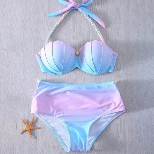 women's swimwear 2pcsset split bikini gradient color shell appearance twopiece high stretch off shoulder for beach 230208, White;black
women's swimwear 2pcsset split bikini gradient color shell appearance twopiece high stretch off shoulder for beach 230208, White;black