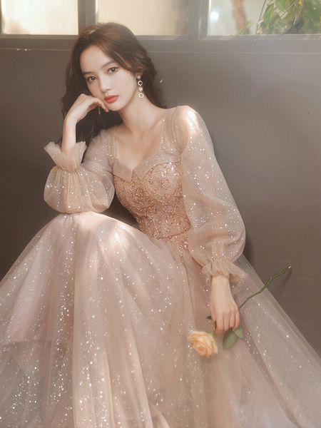 party dresses french style square collar long sleeve evening dress beading sequined prom lace up tulle wedding gowns 230208, White;black
party dresses french style square collar long sleeve evening dress beading sequined prom lace up tulle wedding gowns 230208, White;black