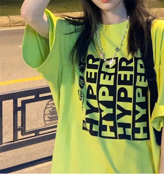 women's t-shirt green t-shirt summer short sleeve new loose letter print graphic t shirts vintage streetwear clothing y2302, White
women's t-shirt green t-shirt summer short sleeve new loose letter print graphic t shirts vintage streetwear clothing y2302, White
