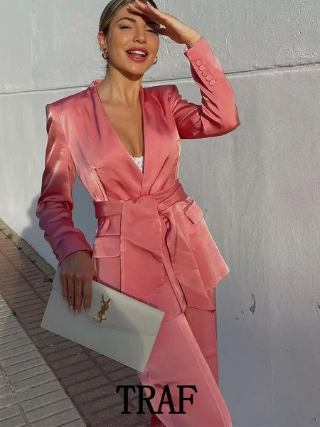 womens two piece pants traf woman 2 pieces blazer sets office texture long sleeve with belt tie wide leg trousers commute 230209, White
womens two piece pants traf woman 2 pieces blazer sets office texture long sleeve with belt tie wide leg trousers commute 230209, White