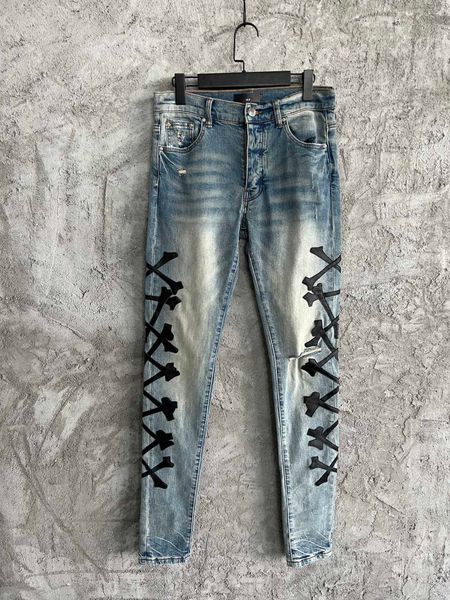 23 vaqueros montana spring and autumn men's jeans bone splice leather elastic hole motorcycle slim fit pants luxury clothes, Blue
23 vaqueros montana spring and autumn men's jeans bone splice leather elastic hole motorcycle slim fit pants luxury clothes, Blue