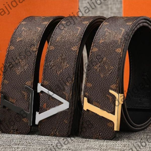 Image of Men Designers Belts Classic fashion Printed belt man casual letter smooth buckle womens womens leather belt width 3.8cm Jeans Strap Chastity belt