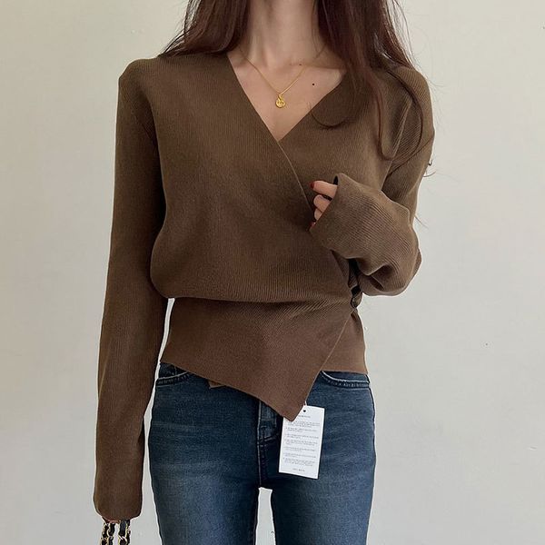 women s sweaters korean fashion irregular side pullover woman cross v neck long sleeve sweater women solid color knitted female drop 230208, White;black
women s sweaters korean fashion irregular side pullover woman cross v neck long sleeve sweater women solid color knitted female drop 230208, White;black