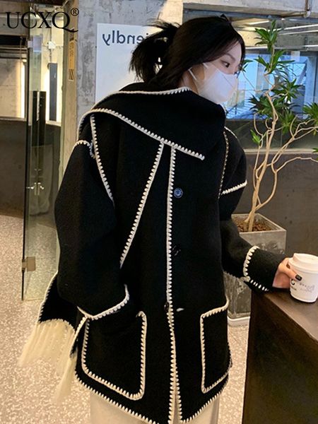 women's knits tees ucxq woolen overcoat autumn knitted tassels cloak style mixed color single breasted midi long coat streetwear female, White
women's knits tees ucxq woolen overcoat autumn knitted tassels cloak style mixed color single breasted midi long coat streetwear female, White