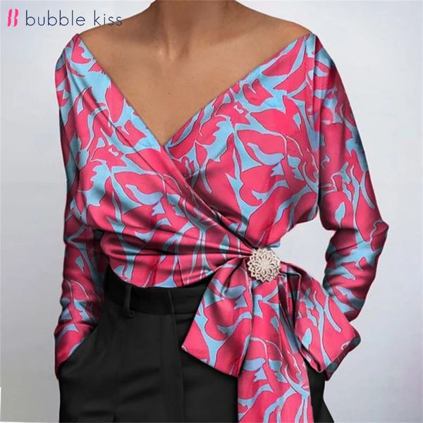 women's blouses shirts bubblekiss satin blouse women fashion patchwork print blouses deep v neck long sleeve belted elegant female shi, White
women's blouses shirts bubblekiss satin blouse women fashion patchwork print blouses deep v neck long sleeve belted elegant female shi, White