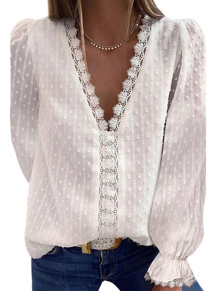 women's blouses shirts summer blouses women fashion lace patchwork v neck long sleeve casual elegant shirts office work plus size chif, White
women's blouses shirts summer blouses women fashion lace patchwork v neck long sleeve casual elegant shirts office work plus size chif, White
