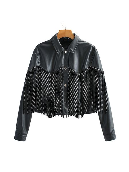 womens leather faux ftlzz autumn winter tassel rivet short jackets women loose moto bike soft pu coat single breasted outwear 230209, Black
womens leather faux ftlzz autumn winter tassel rivet short jackets women loose moto bike soft pu coat single breasted outwear 230209, Black