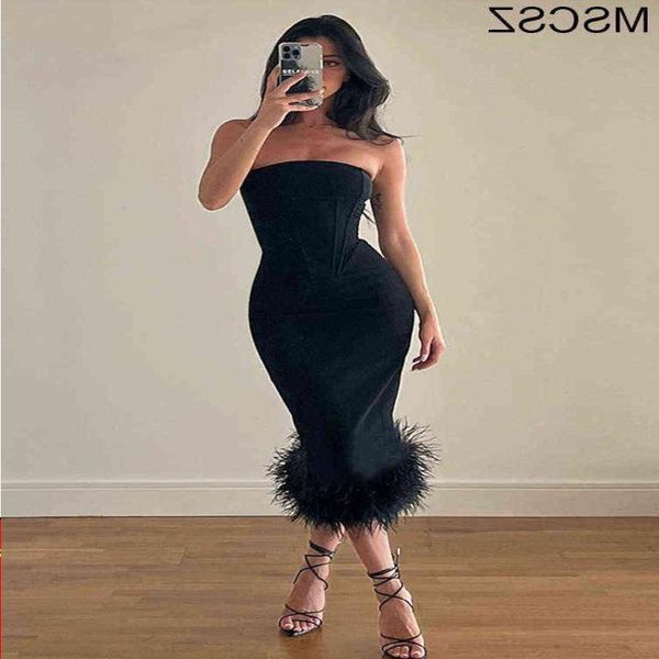 2022 women elegant black party dresses strapless backless bodycon summer dress corset midi dress with feather t220816 cndqw, Gray
2022 women elegant black party dresses strapless backless bodycon summer dress corset midi dress with feather t220816 cndqw, Gray