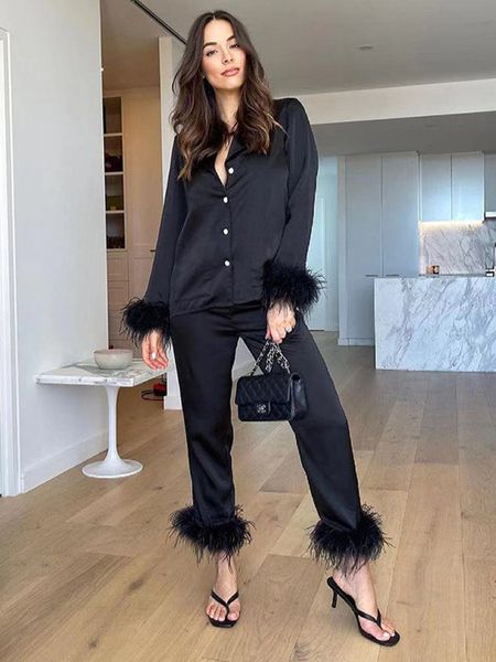 women's two piece pants two piece set women feather trim elegant casual pant sets long sleeve blazer straight pants female fall 2pcs s, White
women's two piece pants two piece set women feather trim elegant casual pant sets long sleeve blazer straight pants female fall 2pcs s, White