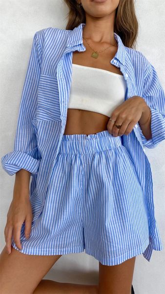 women's tracksuits spring and summer casual striped suit lapel longsleeved solid color shirt shorts twopiece set 230208, Gray
women's tracksuits spring and summer casual striped suit lapel longsleeved solid color shirt shorts twopiece set 230208, Gray