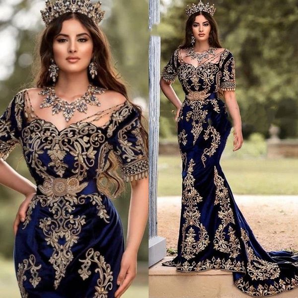 vintage arabic kaftan mermaid evening dresses short sleeves gold lace appliques beaded long navy blue velvet celebrity party gowns women ele, Black;red
vintage arabic kaftan mermaid evening dresses short sleeves gold lace appliques beaded long navy blue velvet celebrity party gowns women ele, Black;red