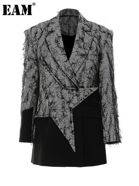 women's suits blazers eam women gray tassels colorblock big size blazer lapel long sleeve loose fit jacket fashion spring autumn 2023 1, White;black
women's suits blazers eam women gray tassels colorblock big size blazer lapel long sleeve loose fit jacket fashion spring autumn 2023 1, White;black