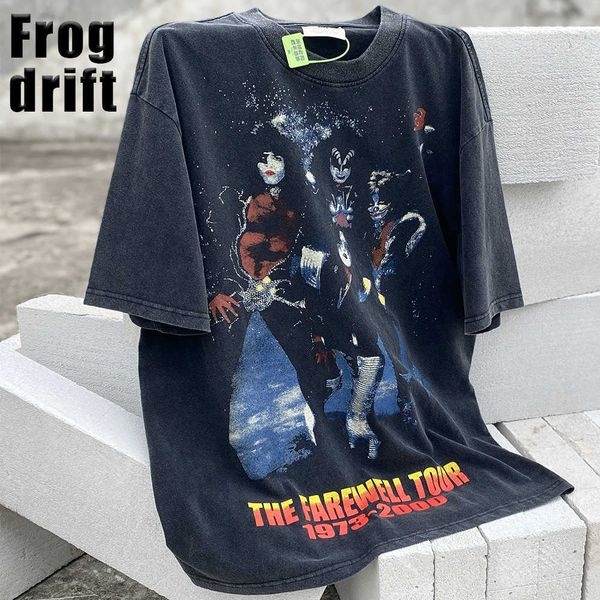 men's t-shirts frog drift fashion rock band vintage kiss washin retro oversize loose streetwear hip hop t-shirt tee for men t230209, White;black
men's t-shirts frog drift fashion rock band vintage kiss washin retro oversize loose streetwear hip hop t-shirt tee for men t230209, White;black
