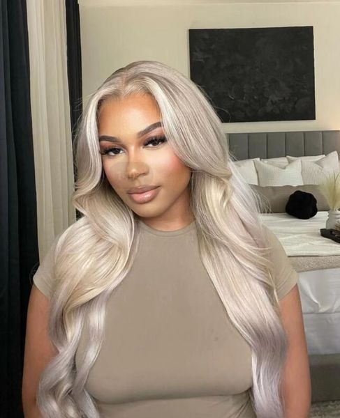 ombre ash blonde wavy human hair wig highlight 613 body wave 13x4 lace front wigs with dark roots, Black;brown
ombre ash blonde wavy human hair wig highlight 613 body wave 13x4 lace front wigs with dark roots, Black;brown