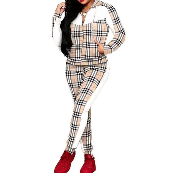 burbrerys women's tracksuits new casual lattice geometric pattern hooded sports long-sleeve zipper suit contrast color patchwork 2 two, Gray
burbrerys women's tracksuits new casual lattice geometric pattern hooded sports long-sleeve zipper suit contrast color patchwork 2 two, Gray