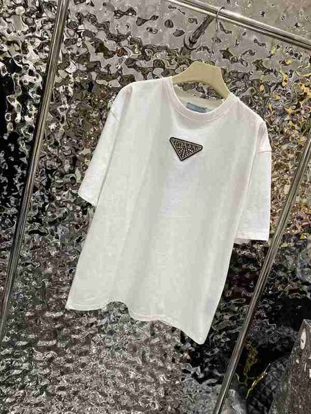 women's t-shirt designer 2023 early spring new product heavy industry diamond triangle round neck versatile short-sleeved t-shirt with, White
women's t-shirt designer 2023 early spring new product heavy industry diamond triangle round neck versatile short-sleeved t-shirt with, White