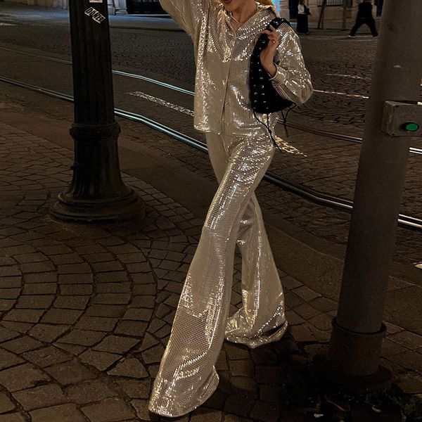 women's two piece pant lapel long sleeve pullover and wide leg suits autumn party set fashion female shinny sequin sets 230209, White
women's two piece pant lapel long sleeve pullover and wide leg suits autumn party set fashion female shinny sequin sets 230209, White