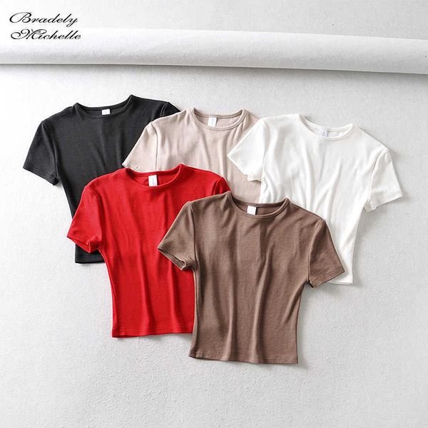 women's t-shirt bradely michelle fashion casual 2020 summer woman slim fit t-shirt tight cotton short-sleeve o-neck tee crop y2302, White
women's t-shirt bradely michelle fashion casual 2020 summer woman slim fit t-shirt tight cotton short-sleeve o-neck tee crop y2302, White