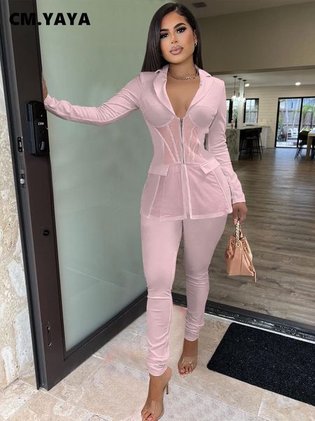 womens two piece pants cmyaya women mesh patchwork zipper fly blazer suit and female vintage chic fashion 2 set outfits winter autumn 230209, White
womens two piece pants cmyaya women mesh patchwork zipper fly blazer suit and female vintage chic fashion 2 set outfits winter autumn 230209, White