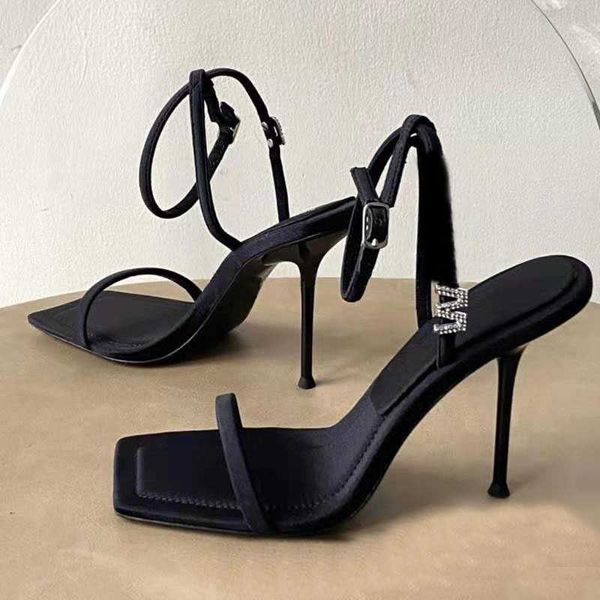aw high heeled shoes women's temperament thin heeled high heeled letter one word diamond sandals with square head 230209, Black
aw high heeled shoes women's temperament thin heeled high heeled letter one word diamond sandals with square head 230209, Black
