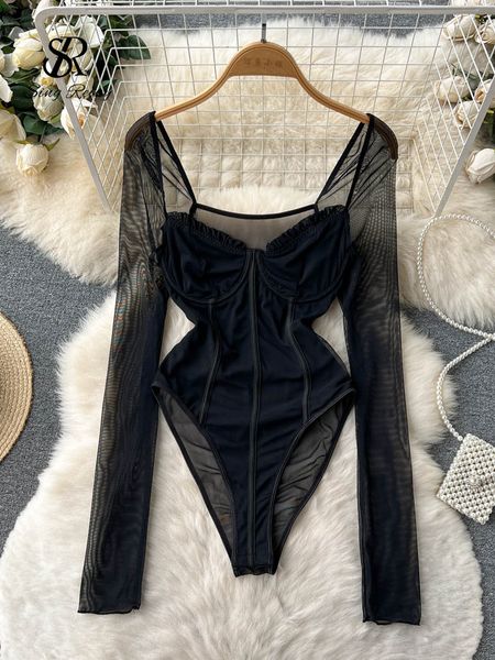 women s jumpsuits rompers singreiny mesh club playsuits square neck long sleeve ruffle slim short jumpsuit fashion tansparent bodysuits 2302, Black;white
women s jumpsuits rompers singreiny mesh club playsuits square neck long sleeve ruffle slim short jumpsuit fashion tansparent bodysuits 2302, Black;white