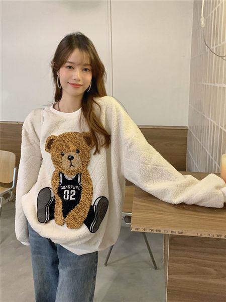 women's hoodies sweatshirts 1235 women bear print round neck midlength loose longsleeved autumn and winter lamb wool 230208, Black
women's hoodies sweatshirts 1235 women bear print round neck midlength loose longsleeved autumn and winter lamb wool 230208, Black