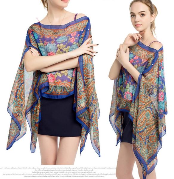 women's t-shirt loose sheer chiffon wrap poncho beach bikini cover ups floral print sun protection fashion boho blouses plus size, White
women's t-shirt loose sheer chiffon wrap poncho beach bikini cover ups floral print sun protection fashion boho blouses plus size, White