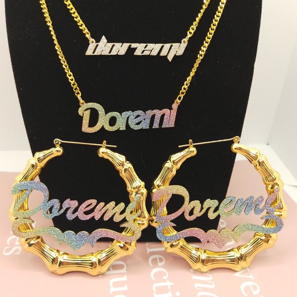 hoop huggie doremi colorful custom name bamboo earrings set glitter color sticker bamboo hoop earrings stainless steel earrings for women 23, Golden;silver
hoop huggie doremi colorful custom name bamboo earrings set glitter color sticker bamboo hoop earrings stainless steel earrings for women 23, Golden;silver
