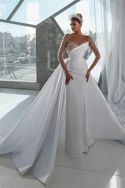 luxury greek mermaid wedding dress 2023 long sleeve sheer neck crystal dubai white satin boho wedding gowns elegant bride dress robes de mar
luxury greek mermaid wedding dress 2023 long sleeve sheer neck crystal dubai white satin boho wedding gowns elegant bride dress robes de mar