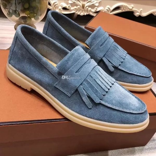 luxury designer loro suede shoes summer charms embellished walk suede loafers couple genuine men womens leather casual slip on flats for men, Black
luxury designer loro suede shoes summer charms embellished walk suede loafers couple genuine men womens leather casual slip on flats for men, Black