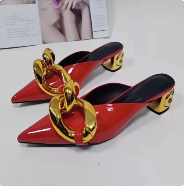 gold chains slippers sandals female low heel patent leather pointed toe womens slides spring lady gladiator, Black
gold chains slippers sandals female low heel patent leather pointed toe womens slides spring lady gladiator, Black