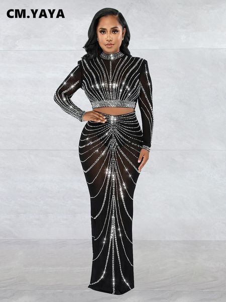 two piece dress cmyaya elegang mesh see though diamonds rhinestones maxi long midi skirts sets for women party 2 set outfits 230209, White
two piece dress cmyaya elegang mesh see though diamonds rhinestones maxi long midi skirts sets for women party 2 set outfits 230209, White