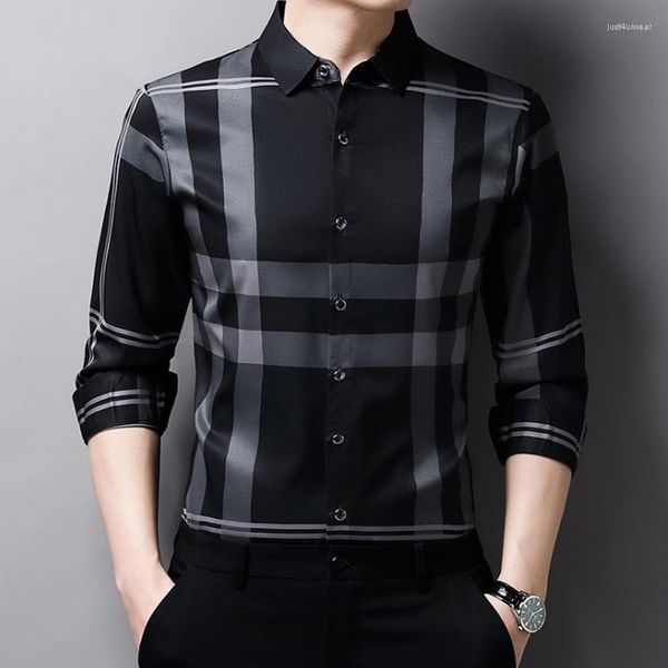 plaid print shirts wrinkle resistant and iron men's long sleeve luxurious and comfortable lapel slim shirts spring and autumn, White;black
plaid print shirts wrinkle resistant and iron men's long sleeve luxurious and comfortable lapel slim shirts spring and autumn, White;black