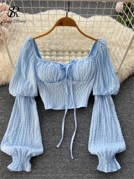 women s blouses shirts singreiny autumn fashion sweet short blouse french style square collar puff sleeve lace up women streetwear ol 230208, White
women s blouses shirts singreiny autumn fashion sweet short blouse french style square collar puff sleeve lace up women streetwear ol 230208, White