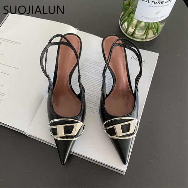 sandals suojialun spring new brand women sandal fashion metal buckle ladies elegant dress slingback shoes pointed toe thin high pumps t23020, Black
sandals suojialun spring new brand women sandal fashion metal buckle ladies elegant dress slingback shoes pointed toe thin high pumps t23020, Black