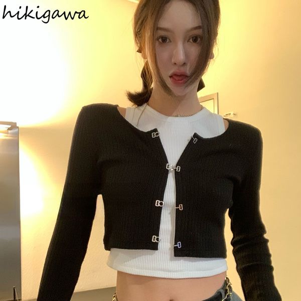 women s knits tees cropped cardigans fashion knitted 2 piece set women long sleeve black sweater white sleeveless vest suit pull femme y2k c
women s knits tees cropped cardigans fashion knitted 2 piece set women long sleeve black sweater white sleeveless vest suit pull femme y2k c