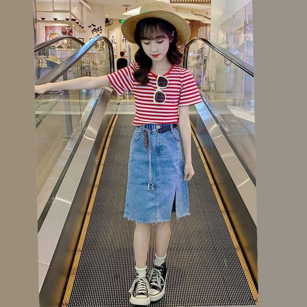 clothing sets girls skirts suit kids clothes stripe tshirt denim skirts twopiece set teens girl children clothing 2pc set 4 to 14 years w230, White
clothing sets girls skirts suit kids clothes stripe tshirt denim skirts twopiece set teens girl children clothing 2pc set 4 to 14 years w230, White