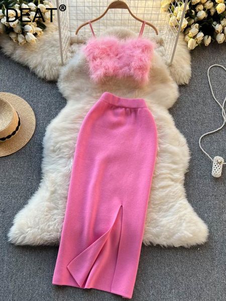 two piece dress deat fashion women's feather short suspenders loose high elastic waist split skirts two-piece set spring 11s041 230210, White
two piece dress deat fashion women's feather short suspenders loose high elastic waist split skirts two-piece set spring 11s041 230210, White